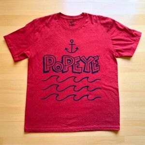 POPEYE Anchor Wave Graphic Tee – Red Short Sleeve – Large